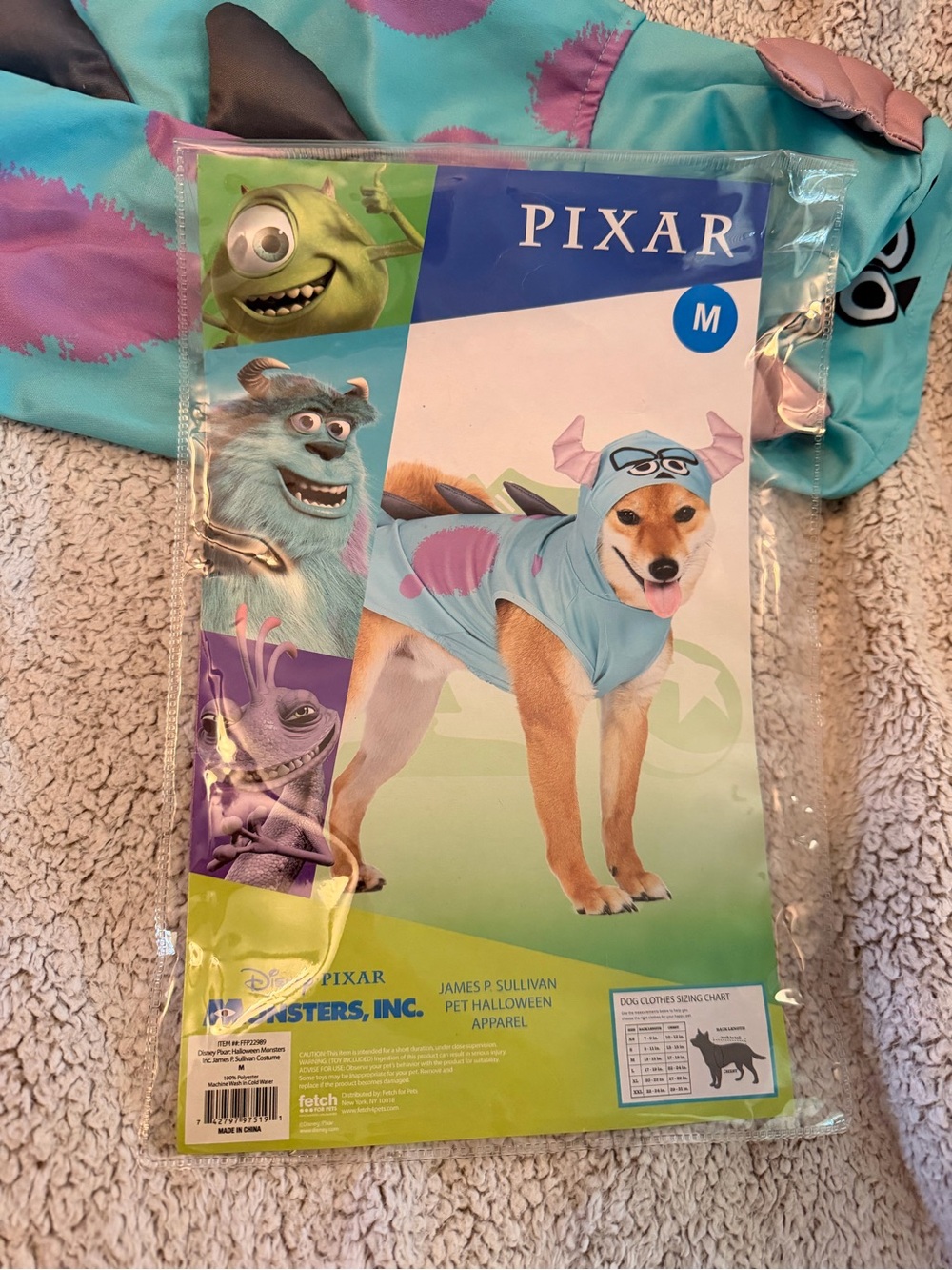 Disney Pixar Monsters, Inc. Sulley Light Blue & Purple Dog Costume - M